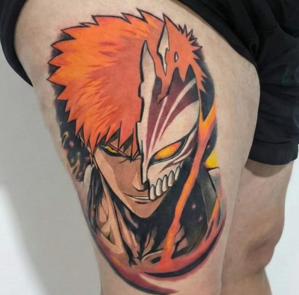 Ichigo, de Bleach, em anime colorido na coxa
